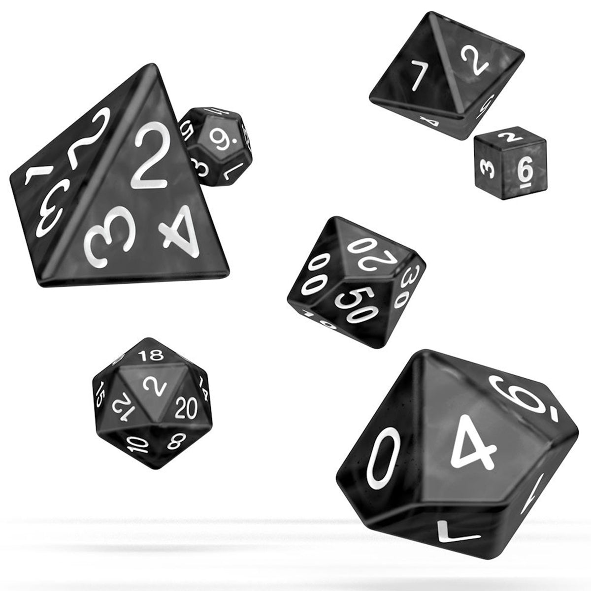 Oakie Doakie Dice RPG Set Marble Black 7pc
