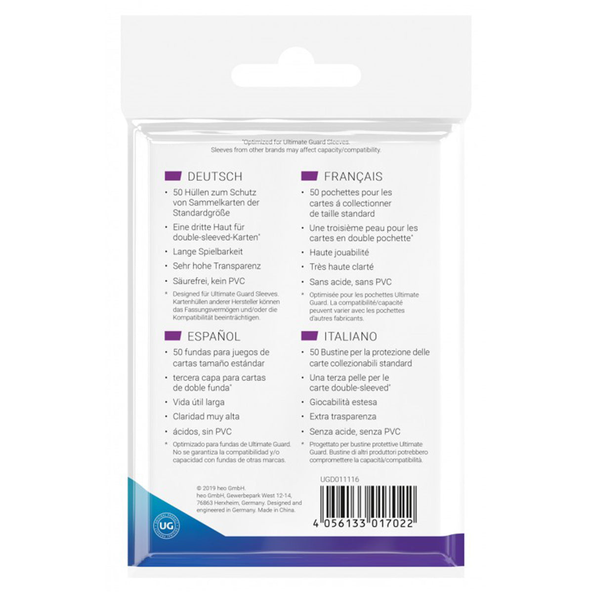 Ultimate Guard Supreme UX 3rd Skin Sleeves 50ct 69x94 mm