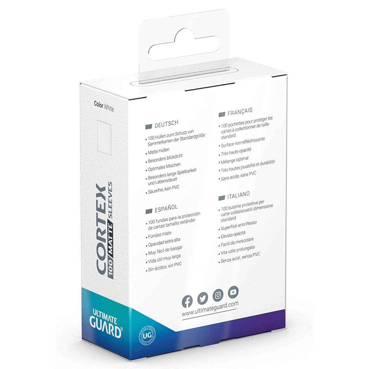 Ultimate Guard Cortex Sleeves Standard Size Matte White 100ct