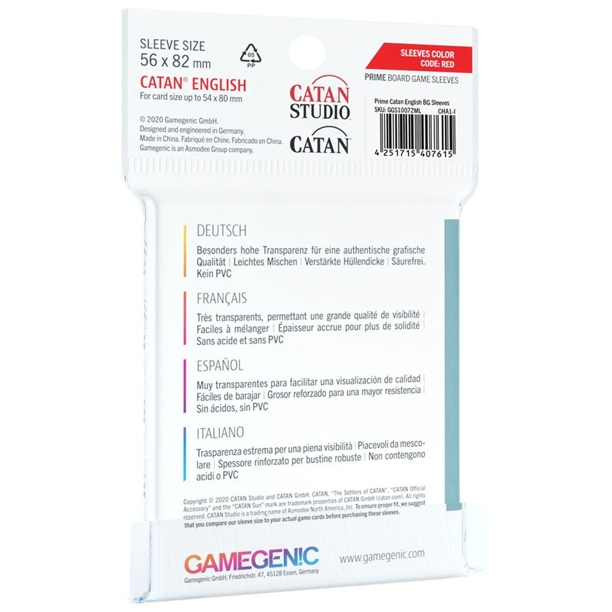 Gamegenic Prime Board Game Sleeves Catan English 56mm x 82mm 60pc