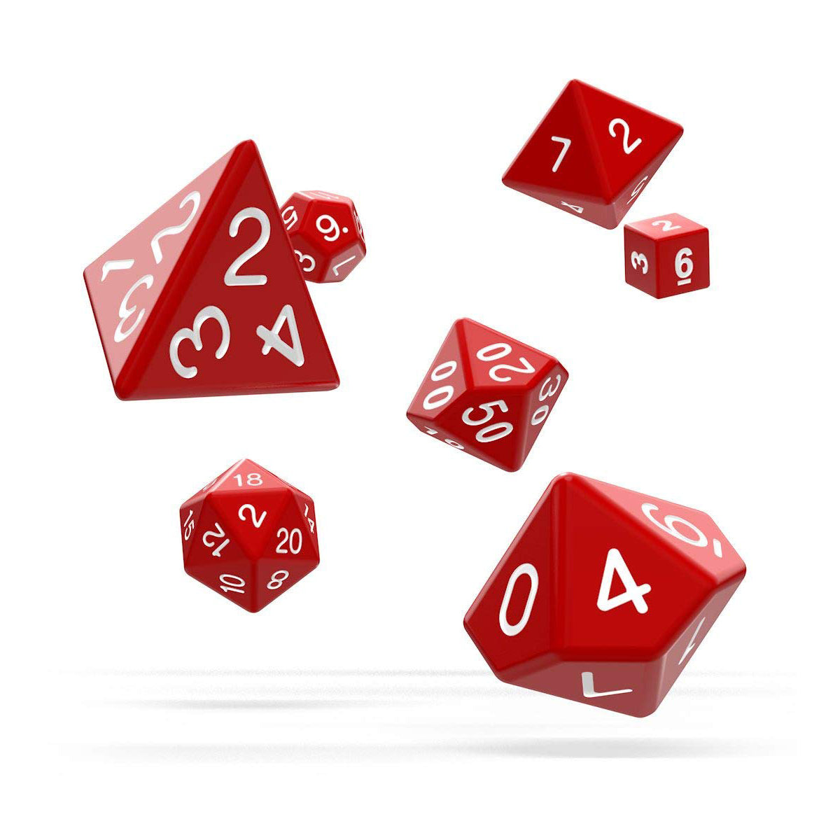 Oakie Doakie Dice RPG Set Solid Red 7pc