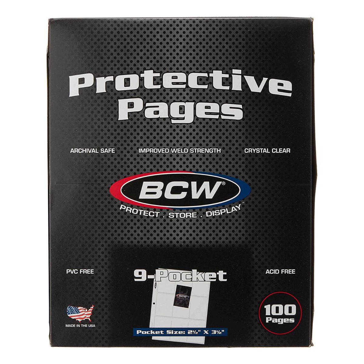 BCW 9 Pocket Protective Pages Top Loading (100 Pages Per Box)