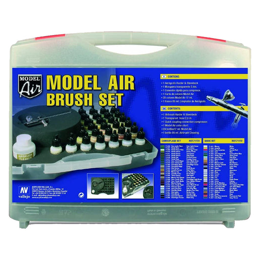 Vallejo Model Air 29 Basic colours set + Airbrush Plastic Case