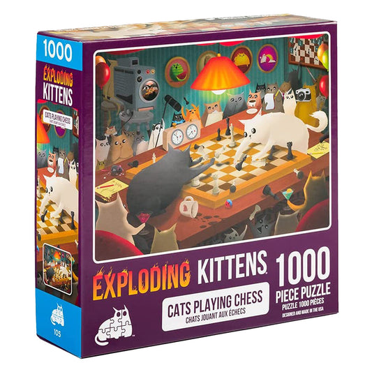 Exploding Kittens Puzzle Cats Playing Chess 1,000 pieces