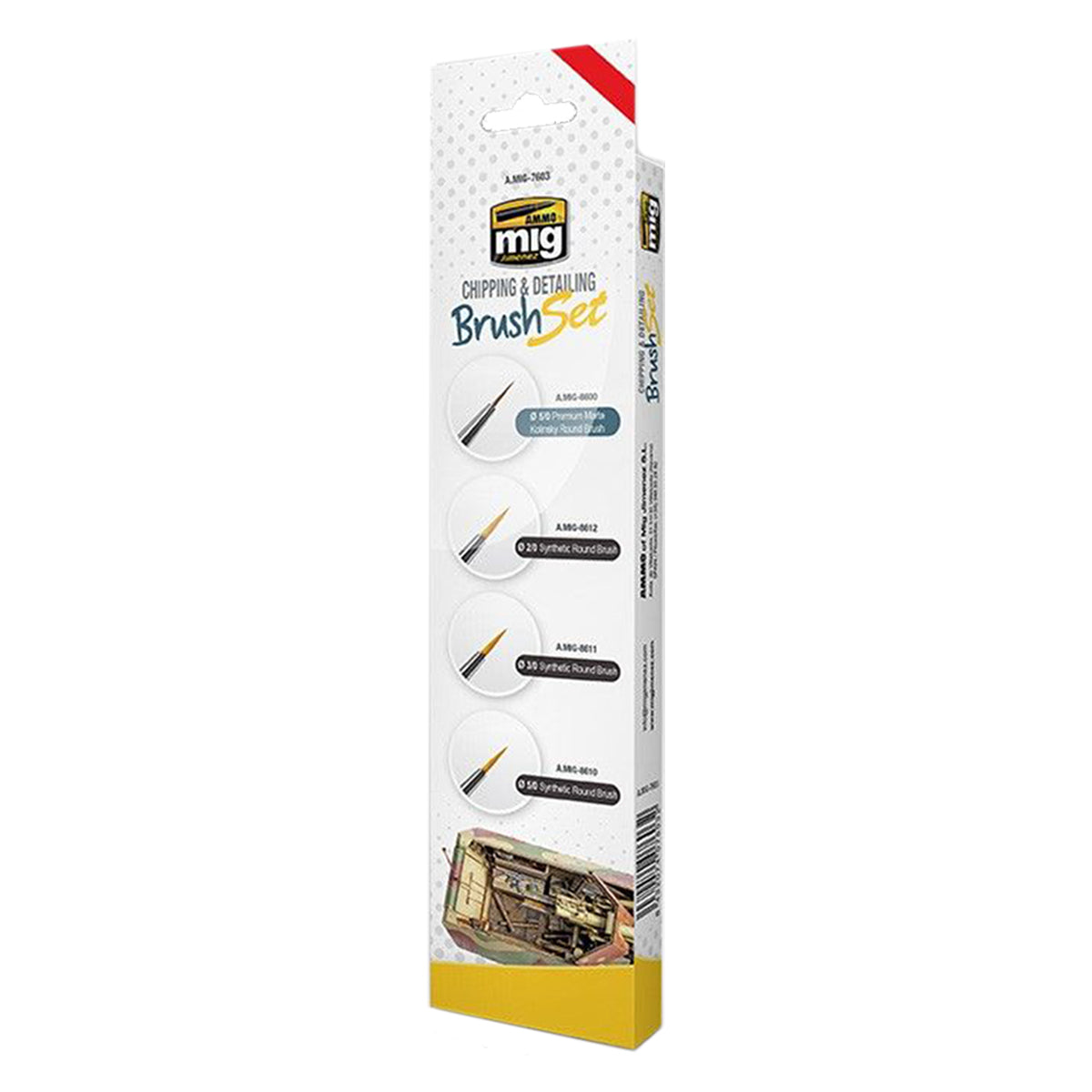 Ammo by MIG Brushes Chipping and Detailing Brush Set