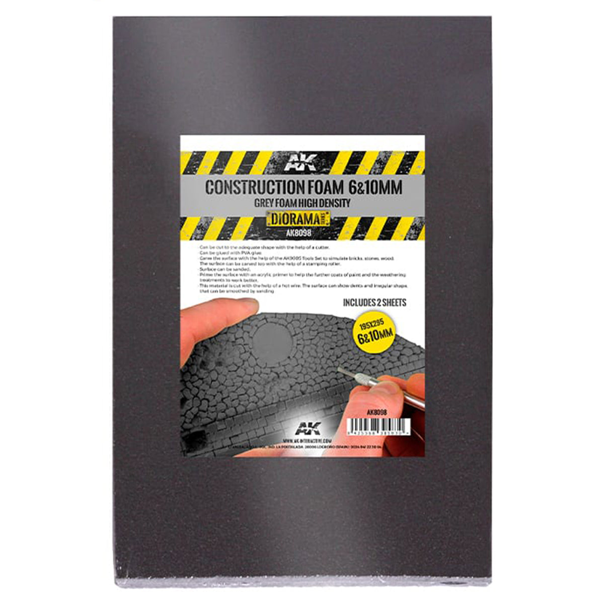 AK Interactive Building Materials - Construction Foam 10mm - Blue Foam 195x295mm