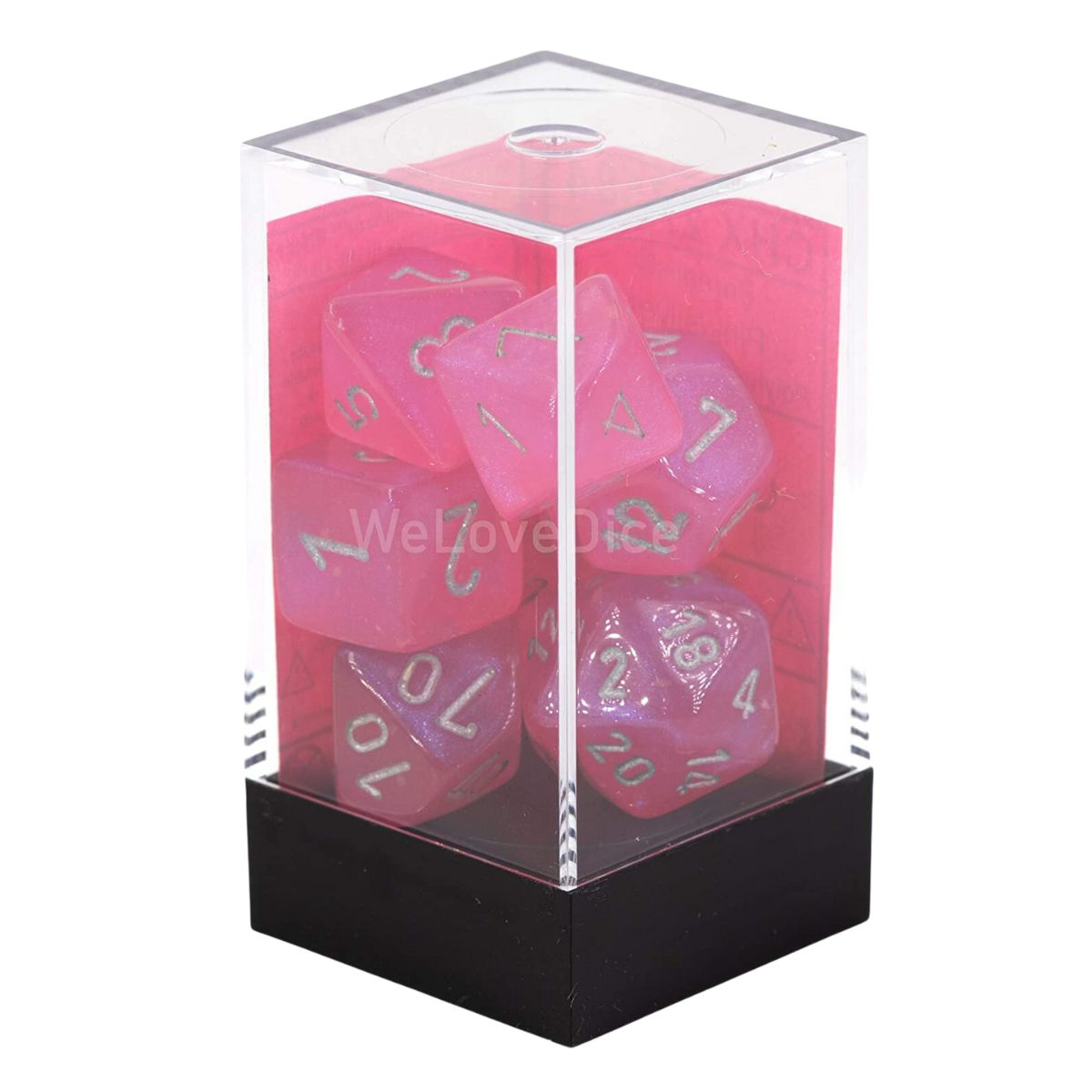 Chessex CHX 27584 Borealis Polyhedral Pink/Silver Luminary 7-Die Set