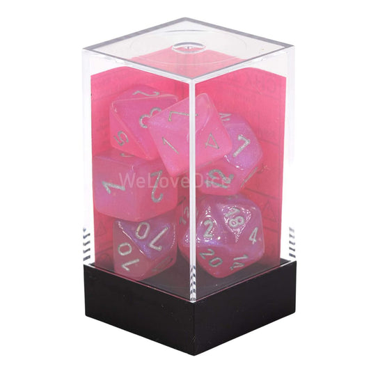 Chessex CHX 27584 Borealis Polyhedral Pink/Silver Luminary 7-Die Set