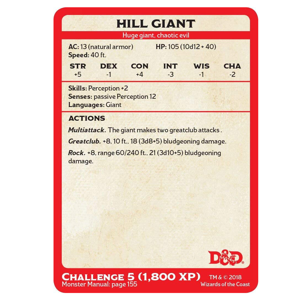 D&D Monster Cards Challenge 0-5