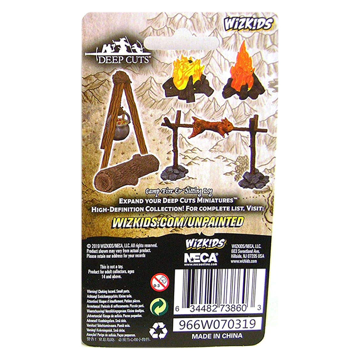 WizKids Deep Cuts Unpainted Miniatures Camp Fire & Sitting Log