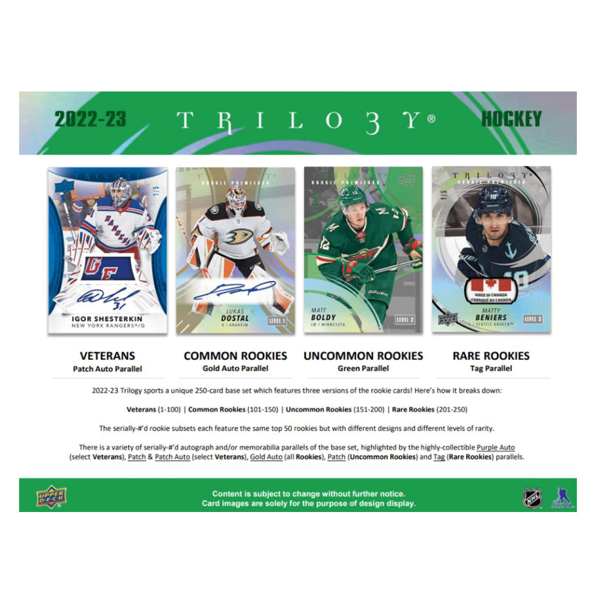 NHL - 2022/23 Trilogy Hockey Trading Cards (Display of 6)