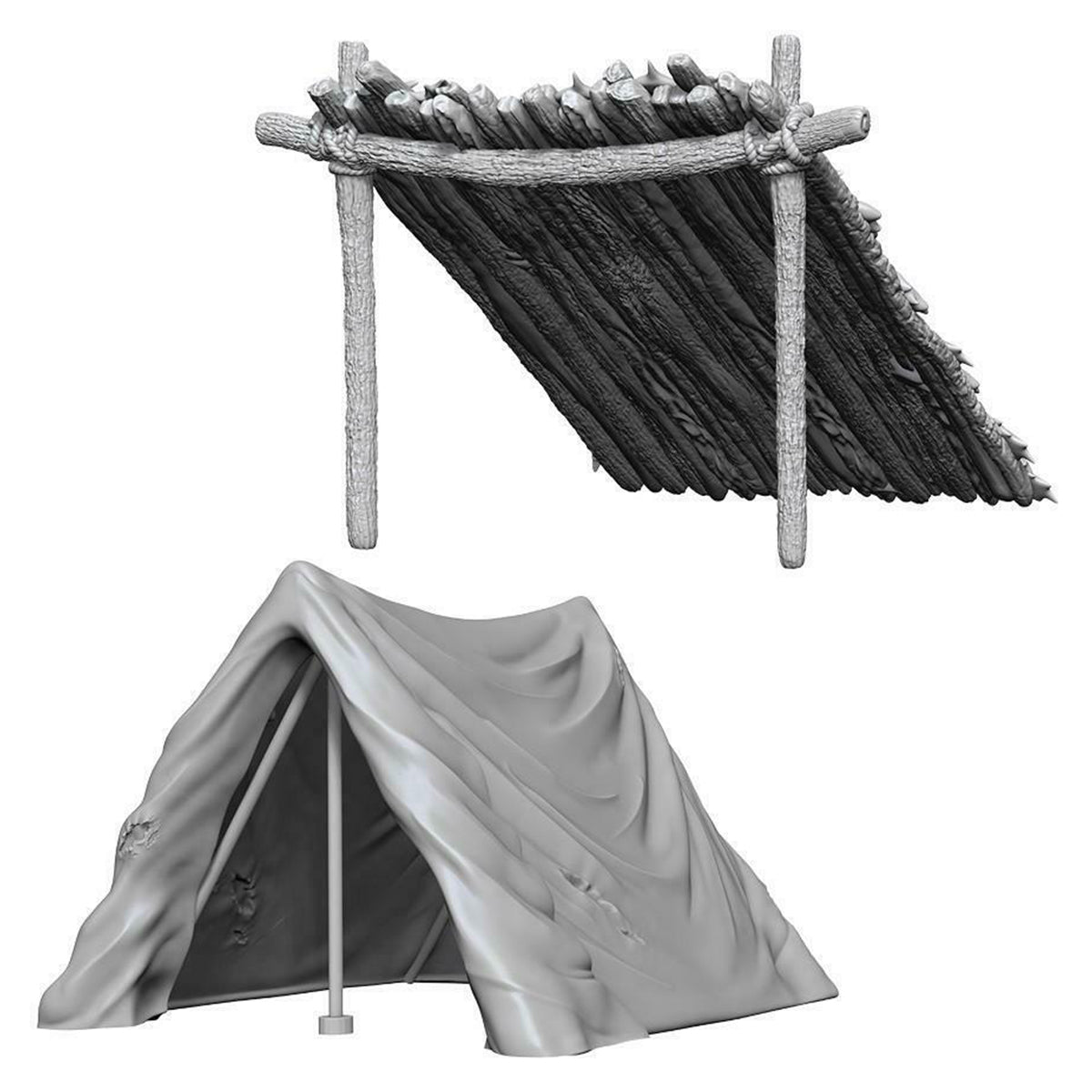 WizKids Deep Cuts Unpainted Miniatures Tent & Lean-To