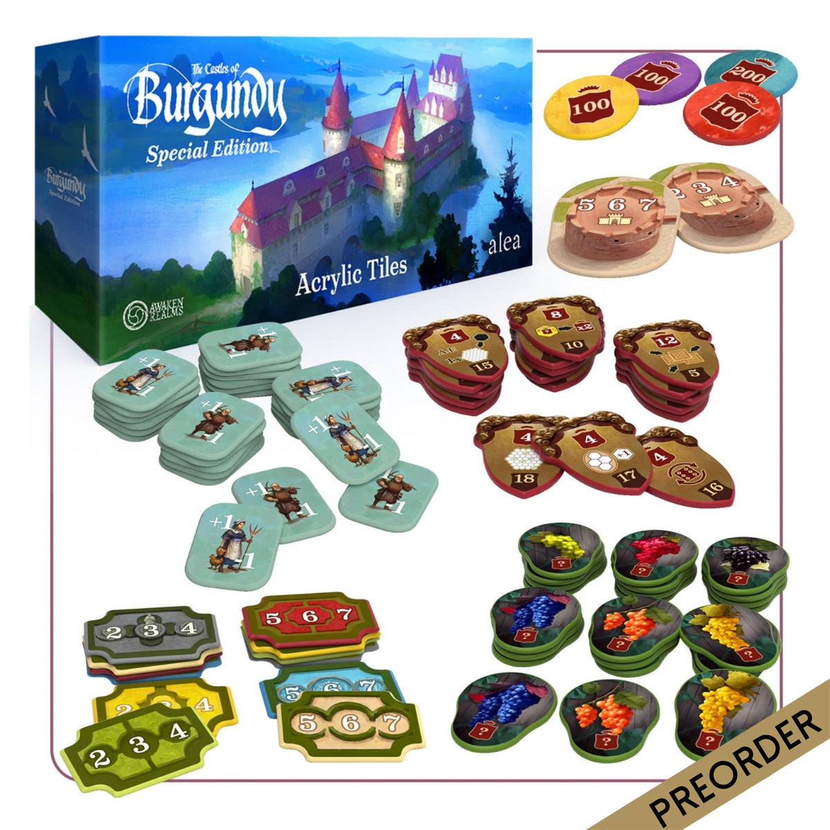 Castles of Burgundy Special Edition Upgraded Tokens Acrylic
