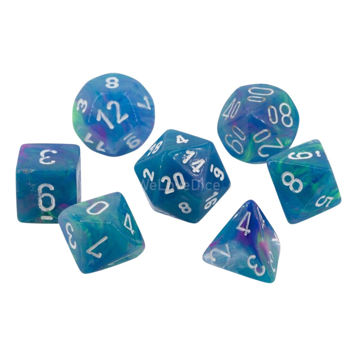 Chessex CHX 27546 Festive Polyhedral Waterlily/White 7-Die Set
