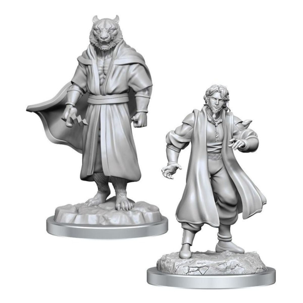Critical Role Unpainted Miniatures Male Human Sorcerer Merchant & Tiger Demon