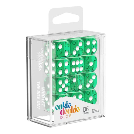 Oakie Doakie Dice D6 16 mm Translucent - Green (12)