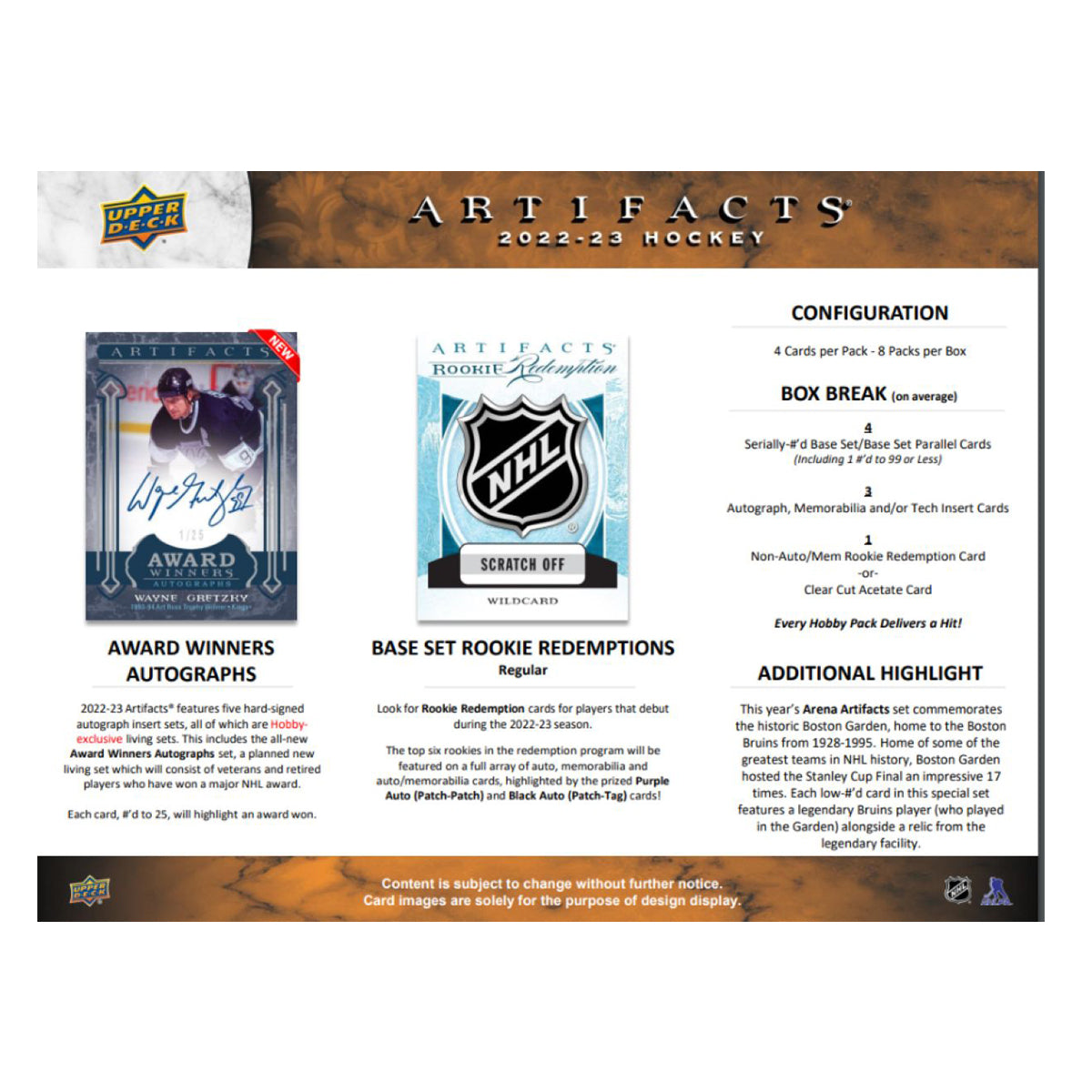 NHL - 2022/23 Artifacts Hockey Hobby Trading Cards (Display of 8)