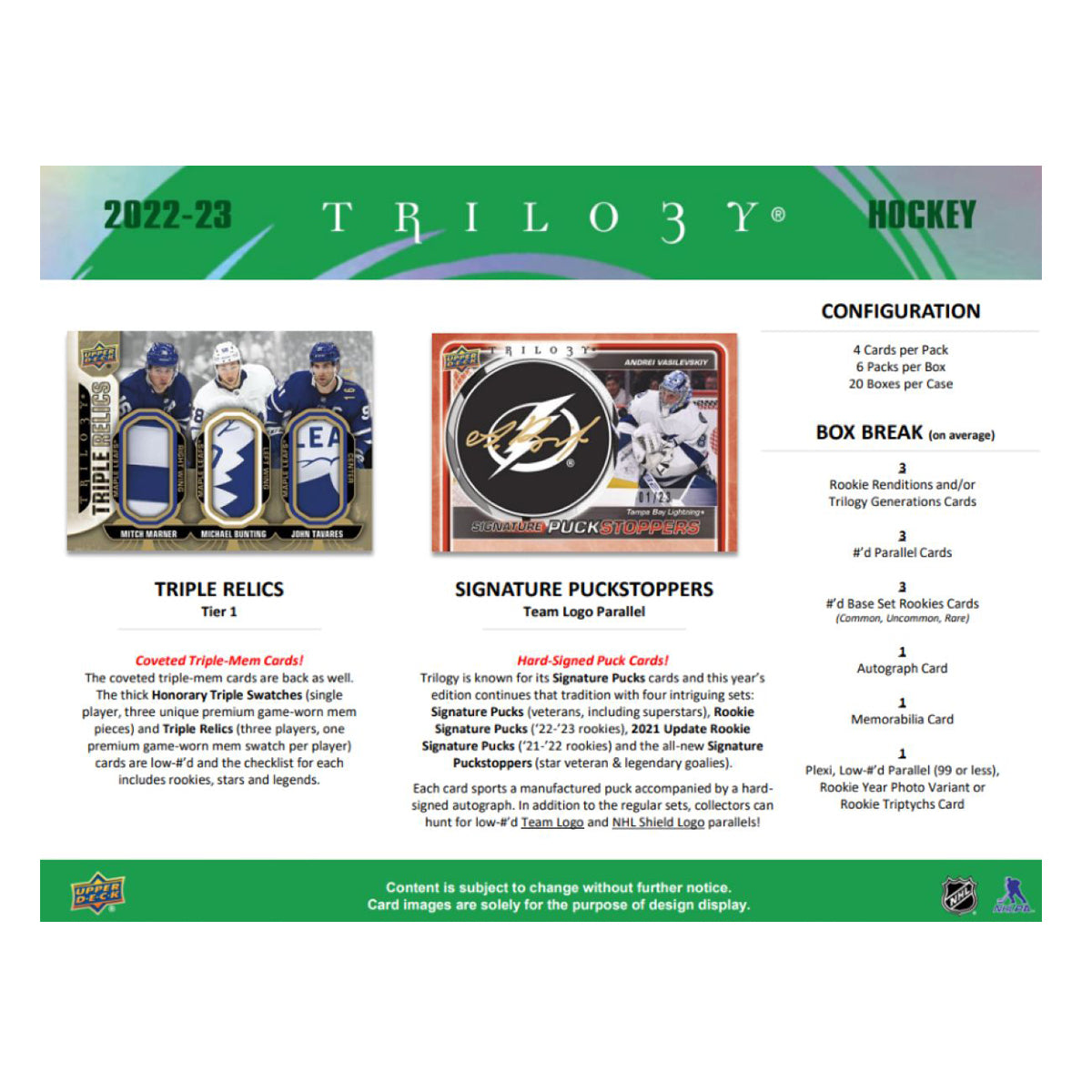 NHL - 2022/23 Trilogy Hockey Trading Cards (Display of 6)