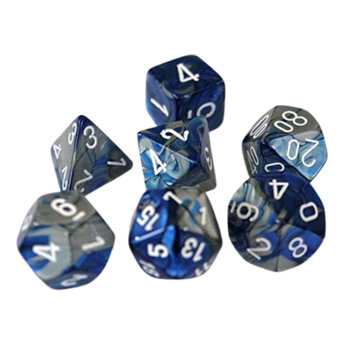 Chessex CHX 26423 Gemini Polyhedral Blue-Steel/White 7-Die Set