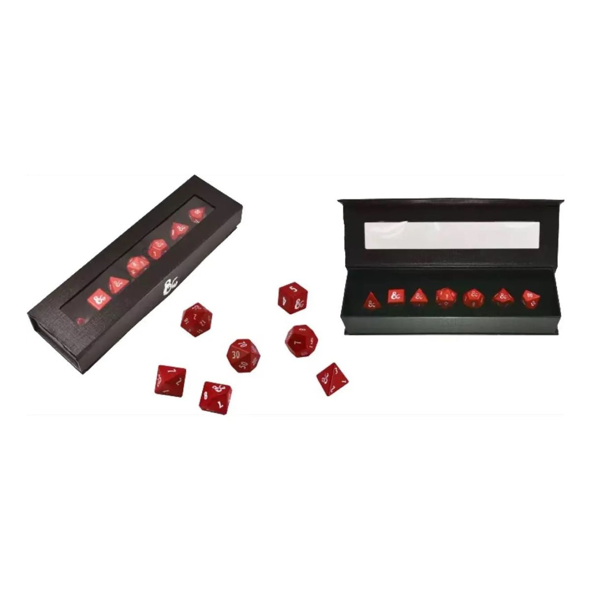 D&D Heavy Metal Set 7 RPG Red and White Deluxe Dice Set