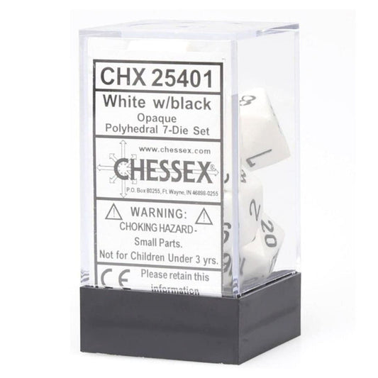Chessex CHX 25401 Opaque Polyhedral White/black 7-Die Set
