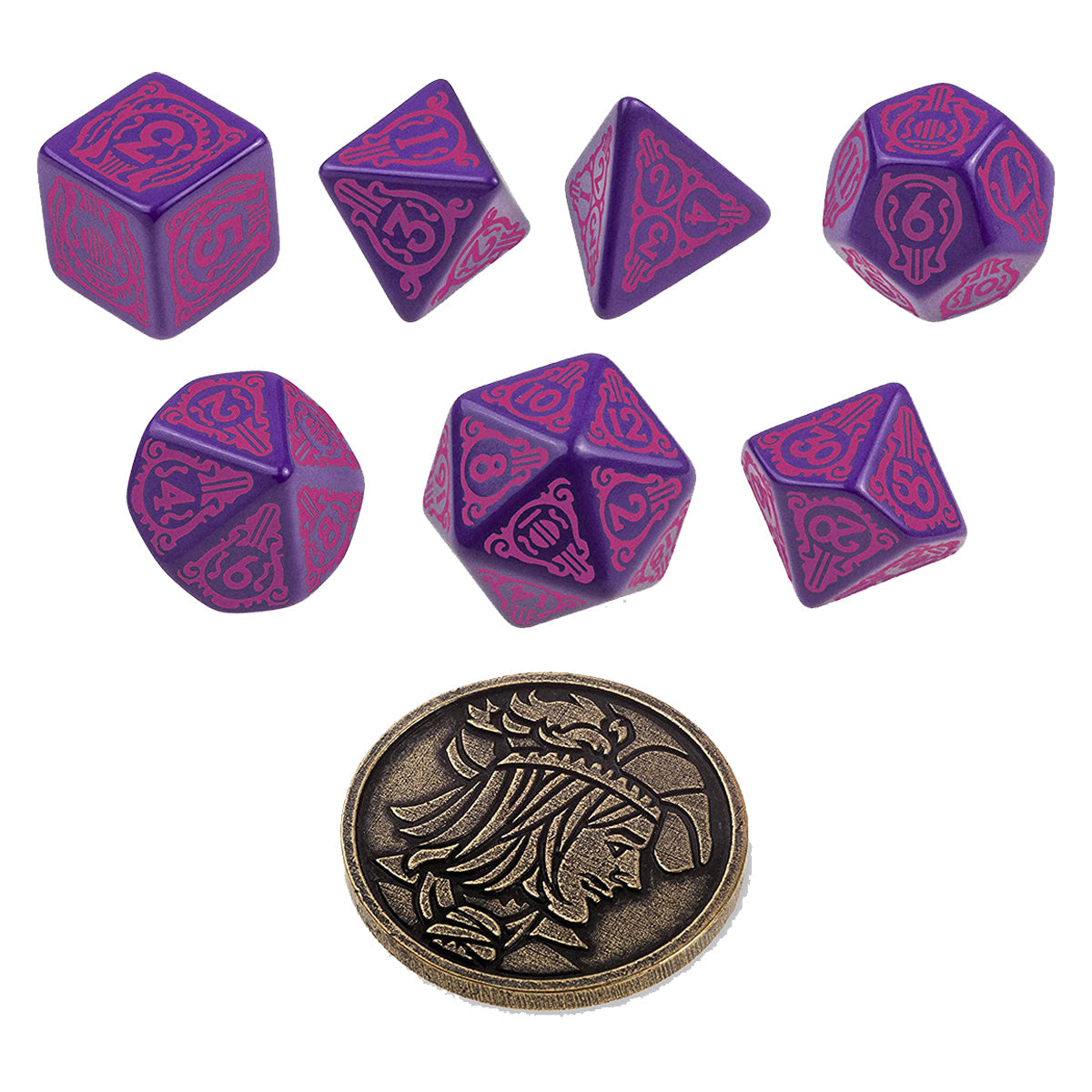 Q Workshop The Witcher Dice Set Dandelion - the Hearts' Conqueror Dice Set 7 with coin