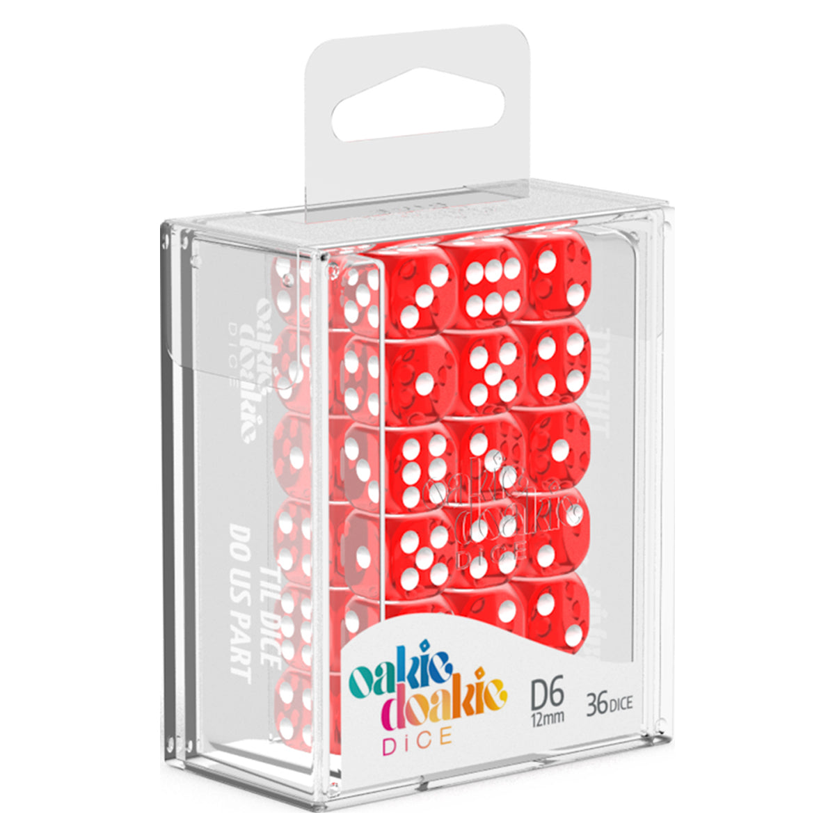 Oakie Doakie Dice D6 12 mm Translucent Red 36pc