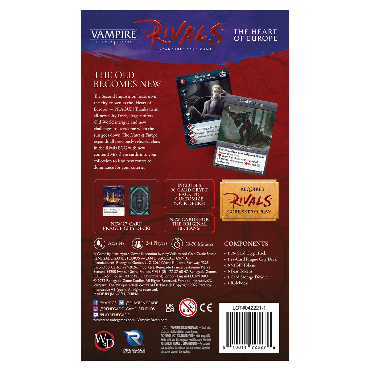 Vampire: The Masquerade Rivals Expandable Card Game The Heart of Europe Expansion