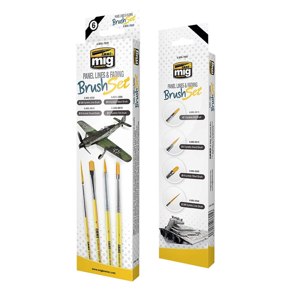 Ammo by MIG Brushes Panel Lines and Fading Brush Set