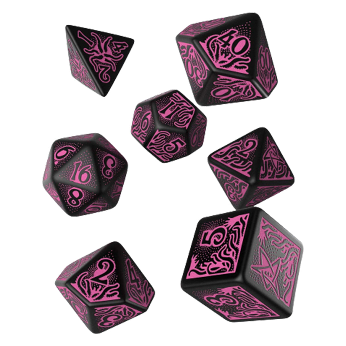 Q Workshop Call of Cthulhu Black and Magenta Dice Set 7