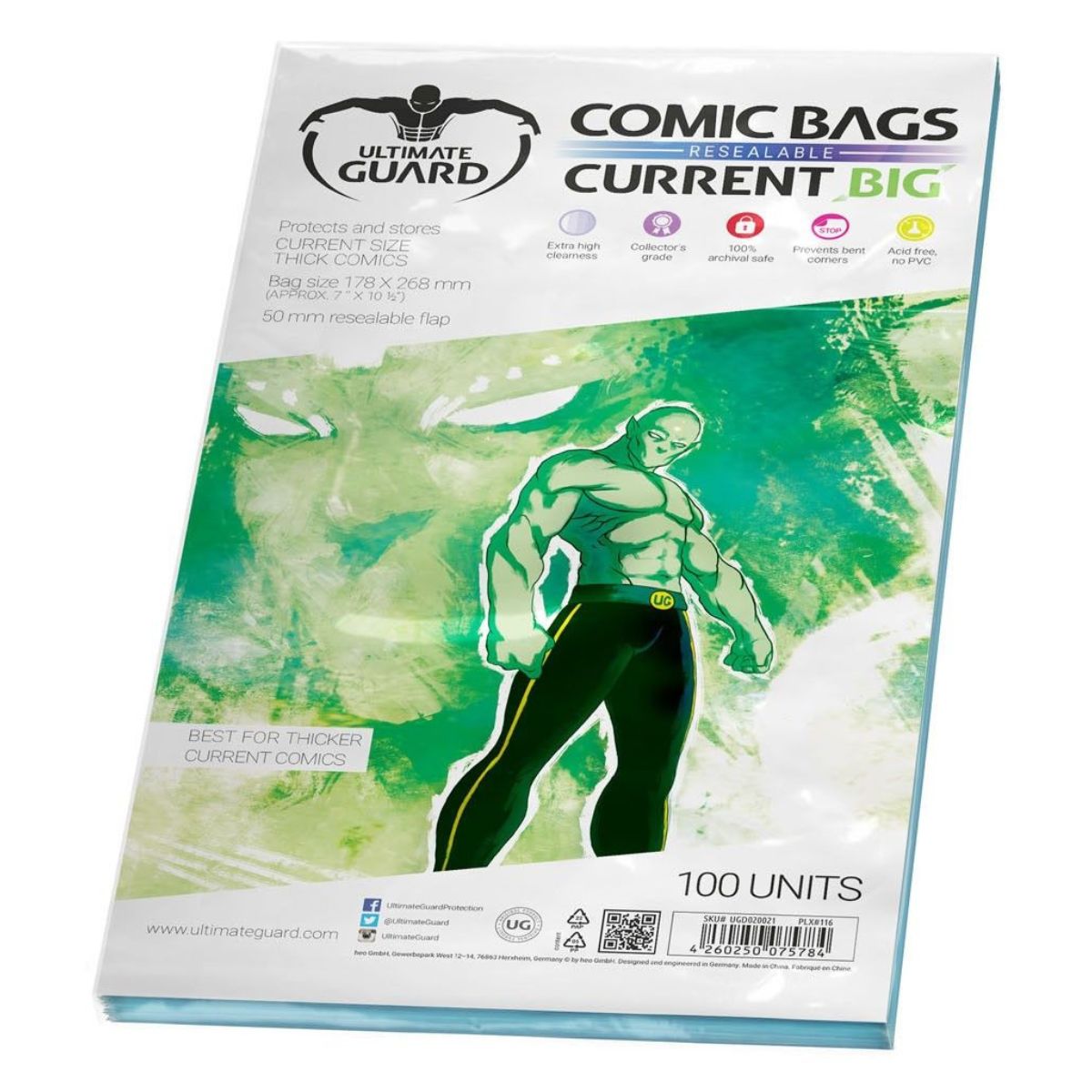 Ultimate Guard Comic Bags BIG Resealable Current Size 100ct