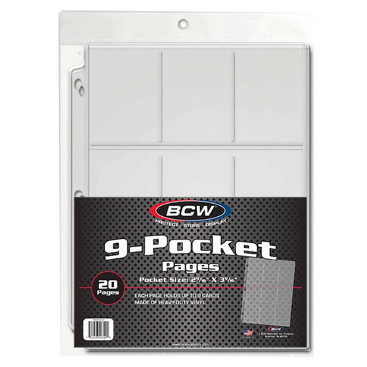 BCW 9 Pocket Pages 20 Pages Per Pack
