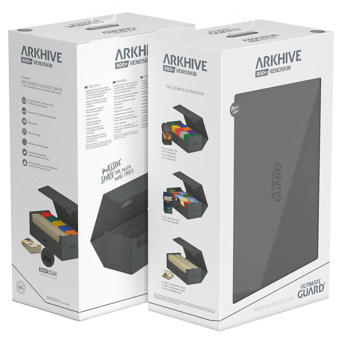 Ultimate Guard Arkhive Flip Case 800+ Standard Size XenoSkin Monocolour Grey Deck Box