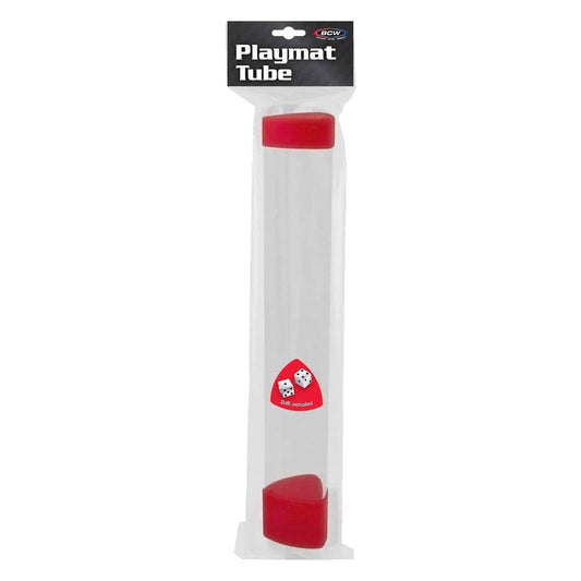BCW Clear Playmat Tube with Red Caps Dice