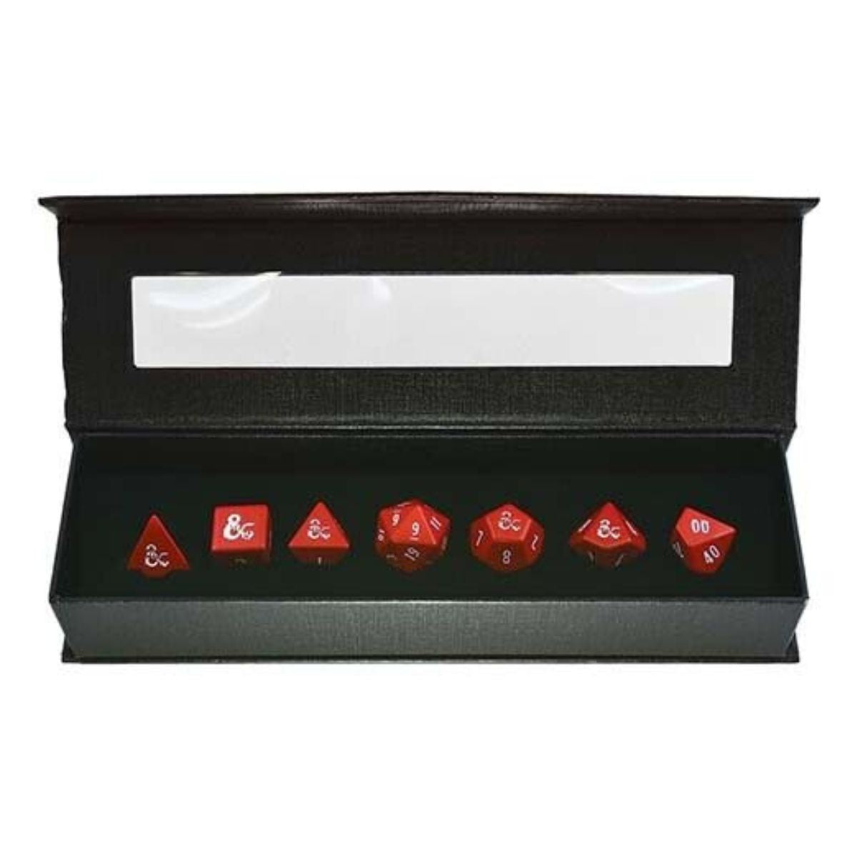 D&D Heavy Metal Set 7 RPG Red and White Deluxe Dice Set