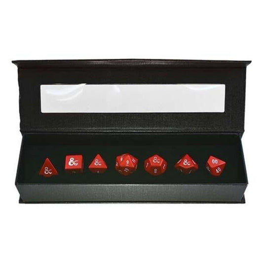 D&D Heavy Metal Set 7 RPG Red and White Deluxe Dice Set
