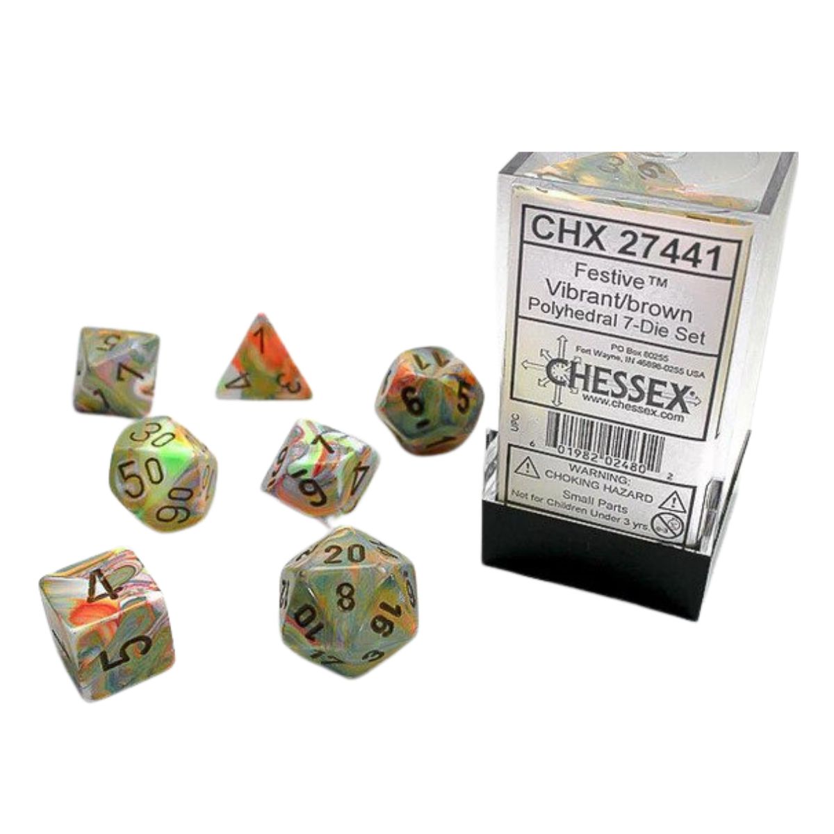 Chessex CHX 27441 Festive Vibrant/Brown 7-Die Set