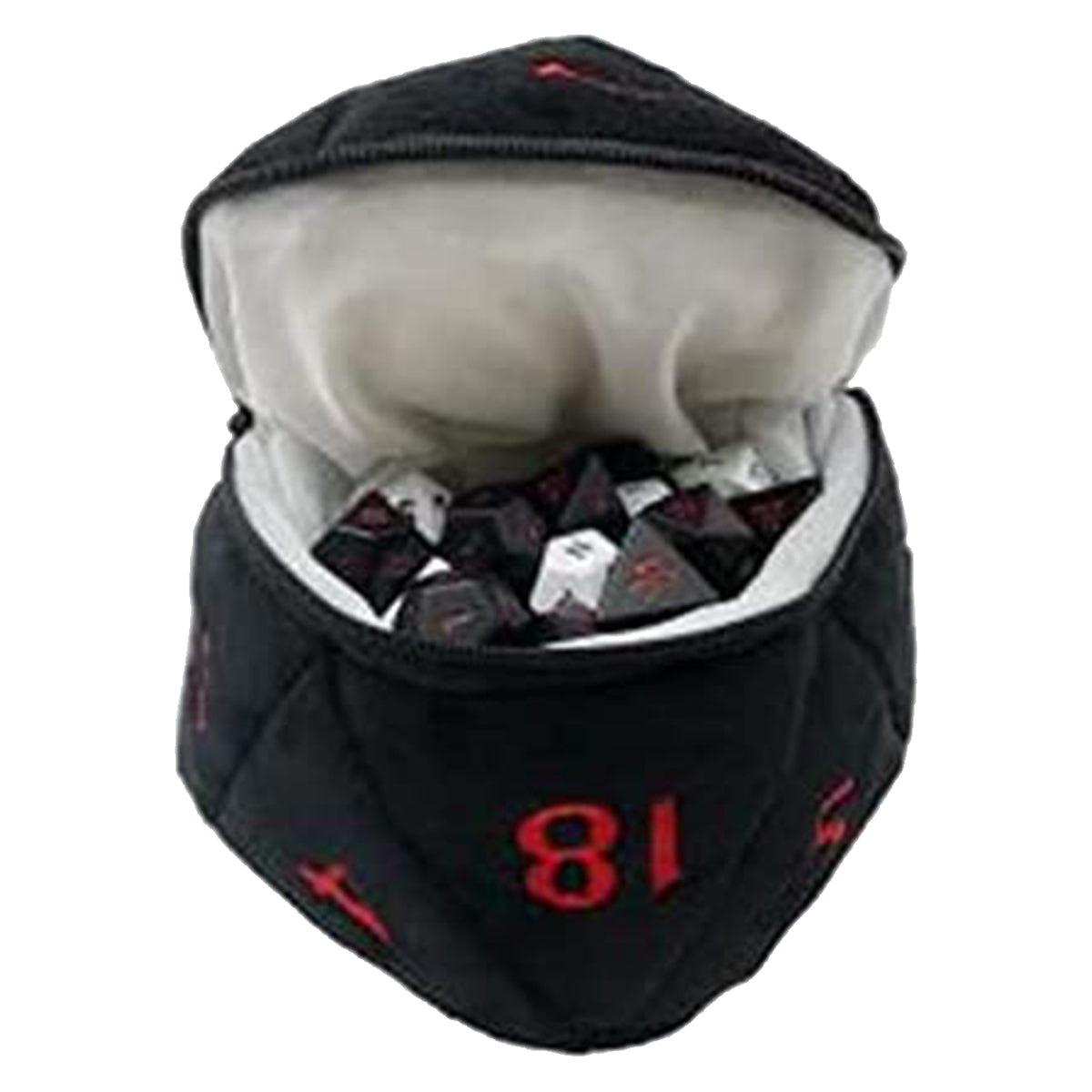 D&D D20 Plush Black and Red Dice Bag