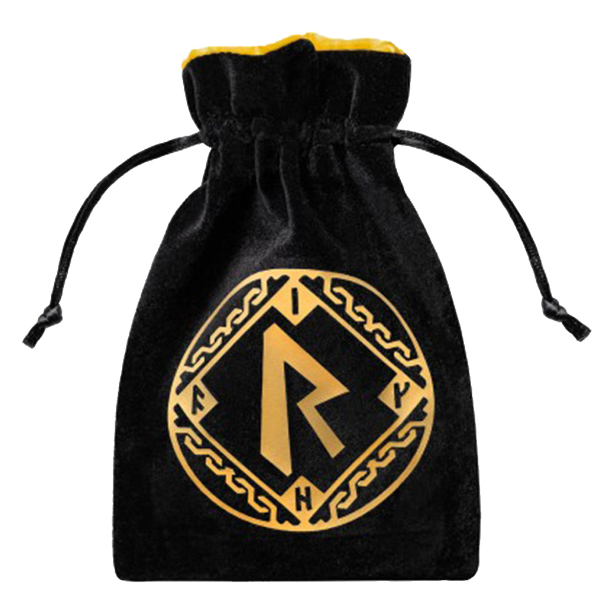 Q Workshop Runic Black & Golden Velour Dice Bag