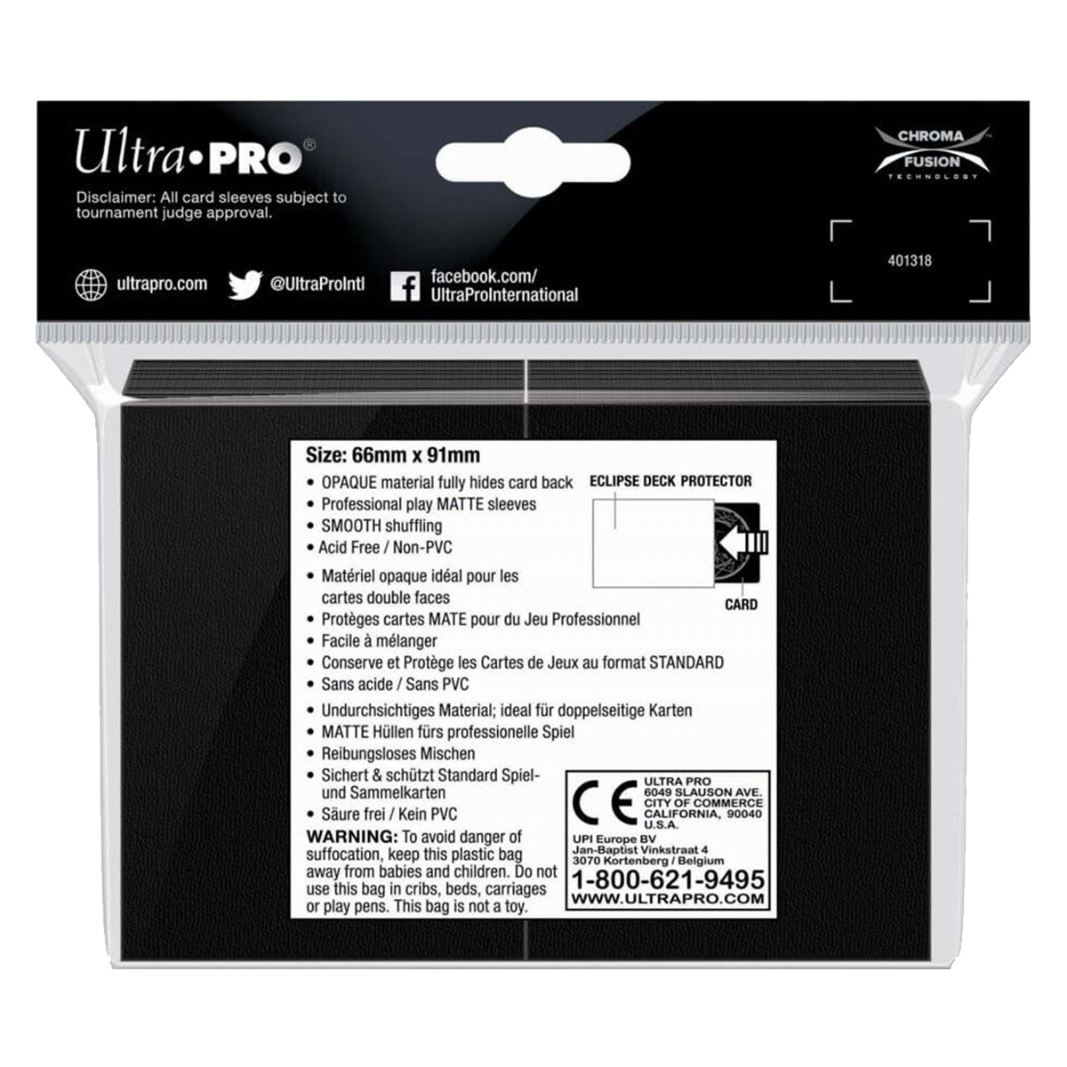 ULTRA PRO Deck Protector Standard Matte 100ct Black ECLIPSE
