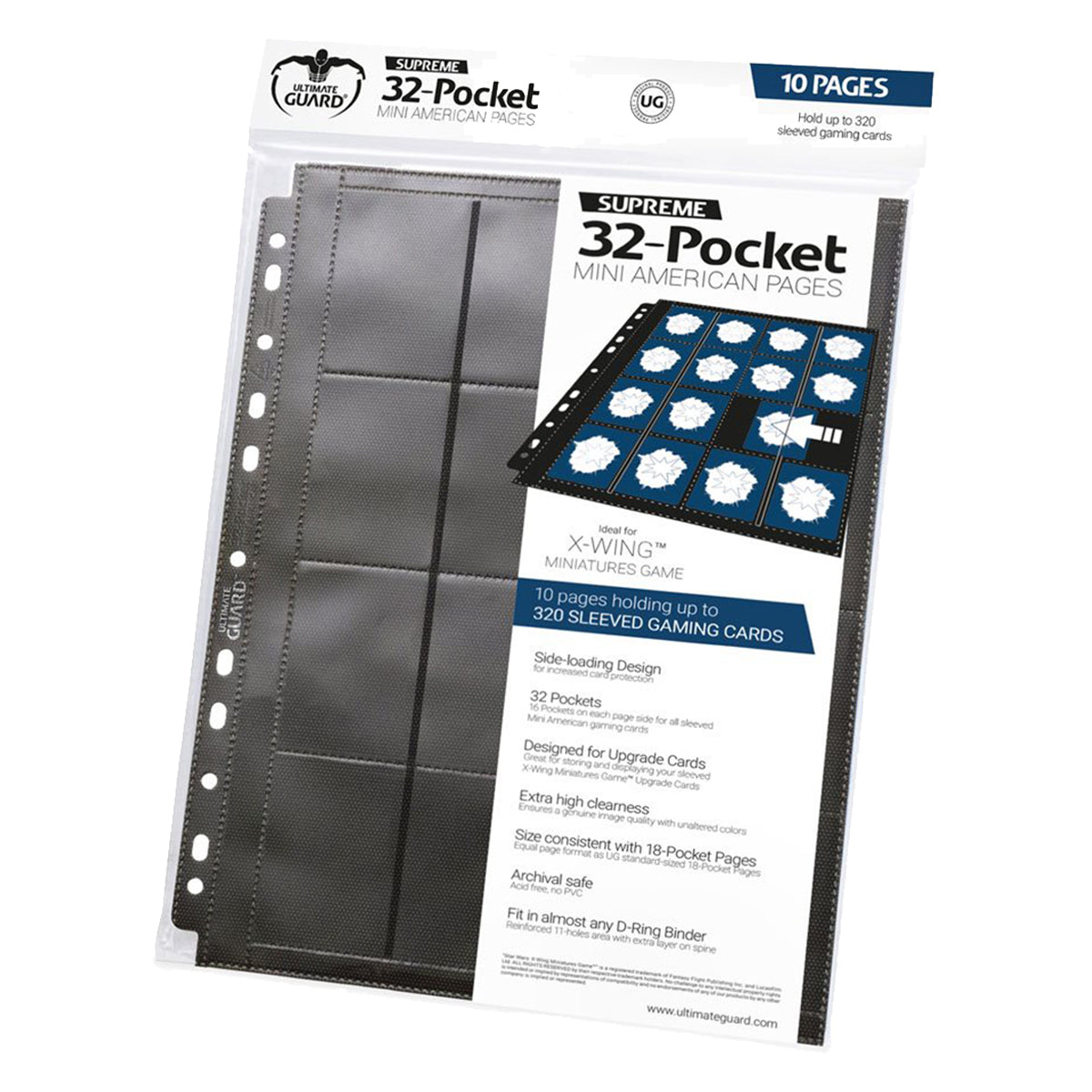Ultimate Guard 32 Pocket Pages Mini American Black 10ct