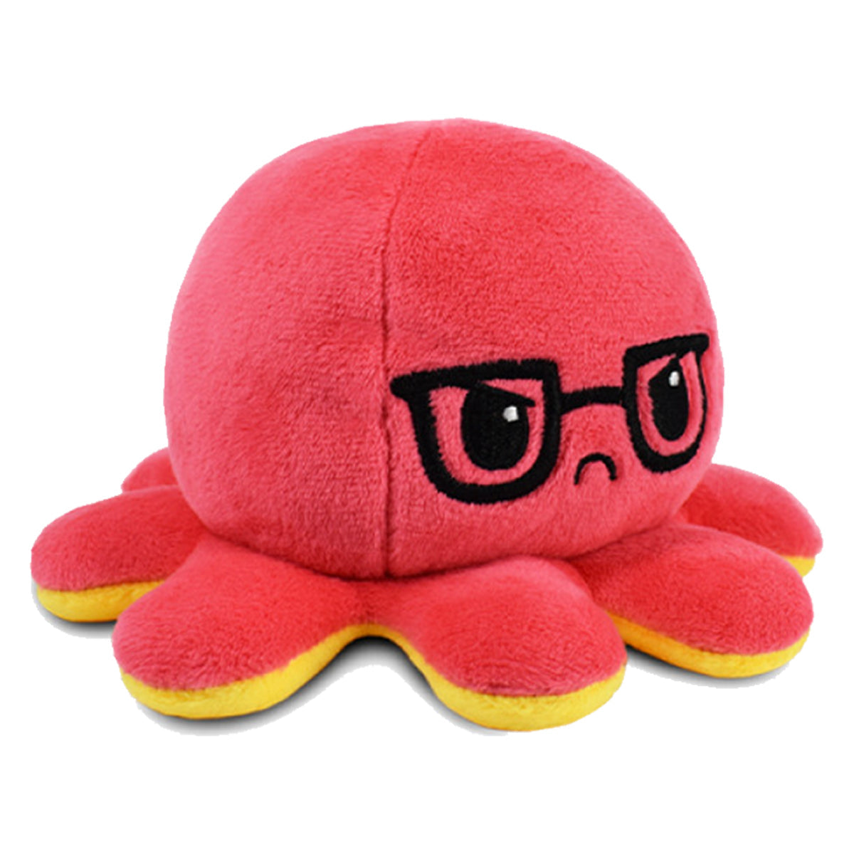Reversible Plushie Octopus Red/Yellow with Glasses
