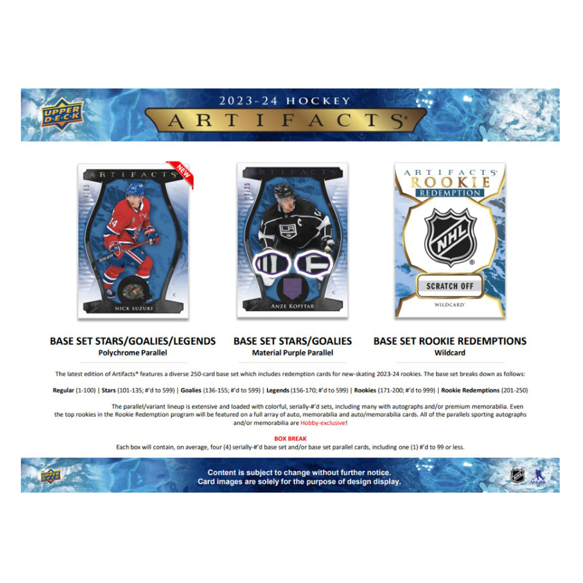 NHL - 2023/24 Artifacts Hockey Hobby Trading Cards (Display of 8)