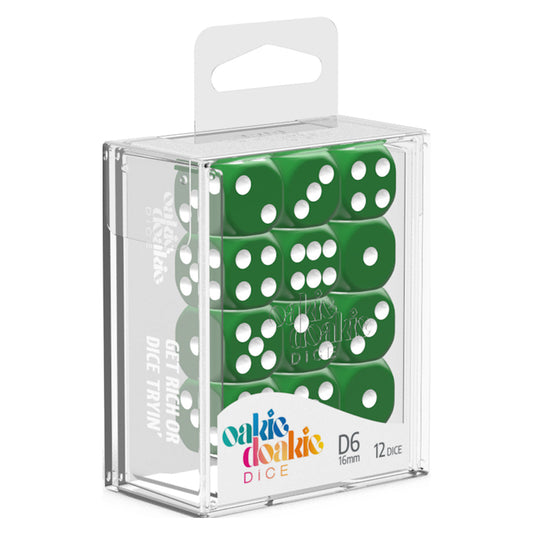 Oakie Doakie Dice D6 16 mm Solid Green 12pc