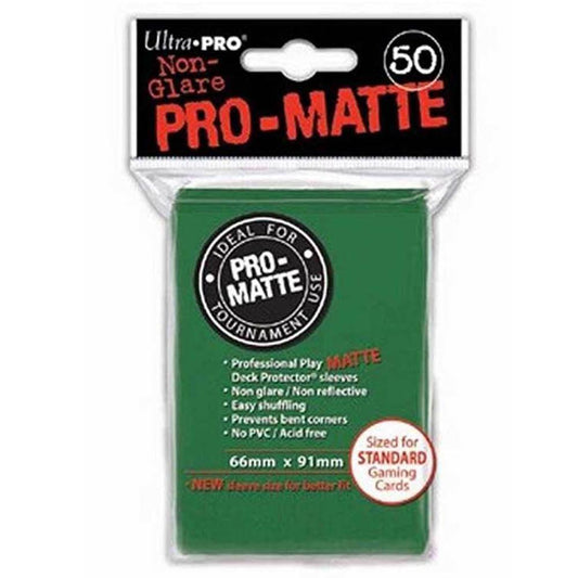 ULTRA PRO Deck Protector Sleeves Pro Matte Non-Glare Green Standard 50ct 66 x 91