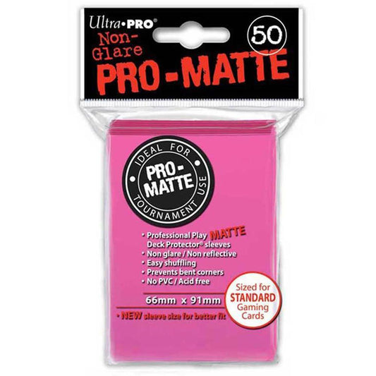 ULTRA PRO Deck Protector Sleeves Pro Matte Bright Pink Standard 50ct 66 x 91mm