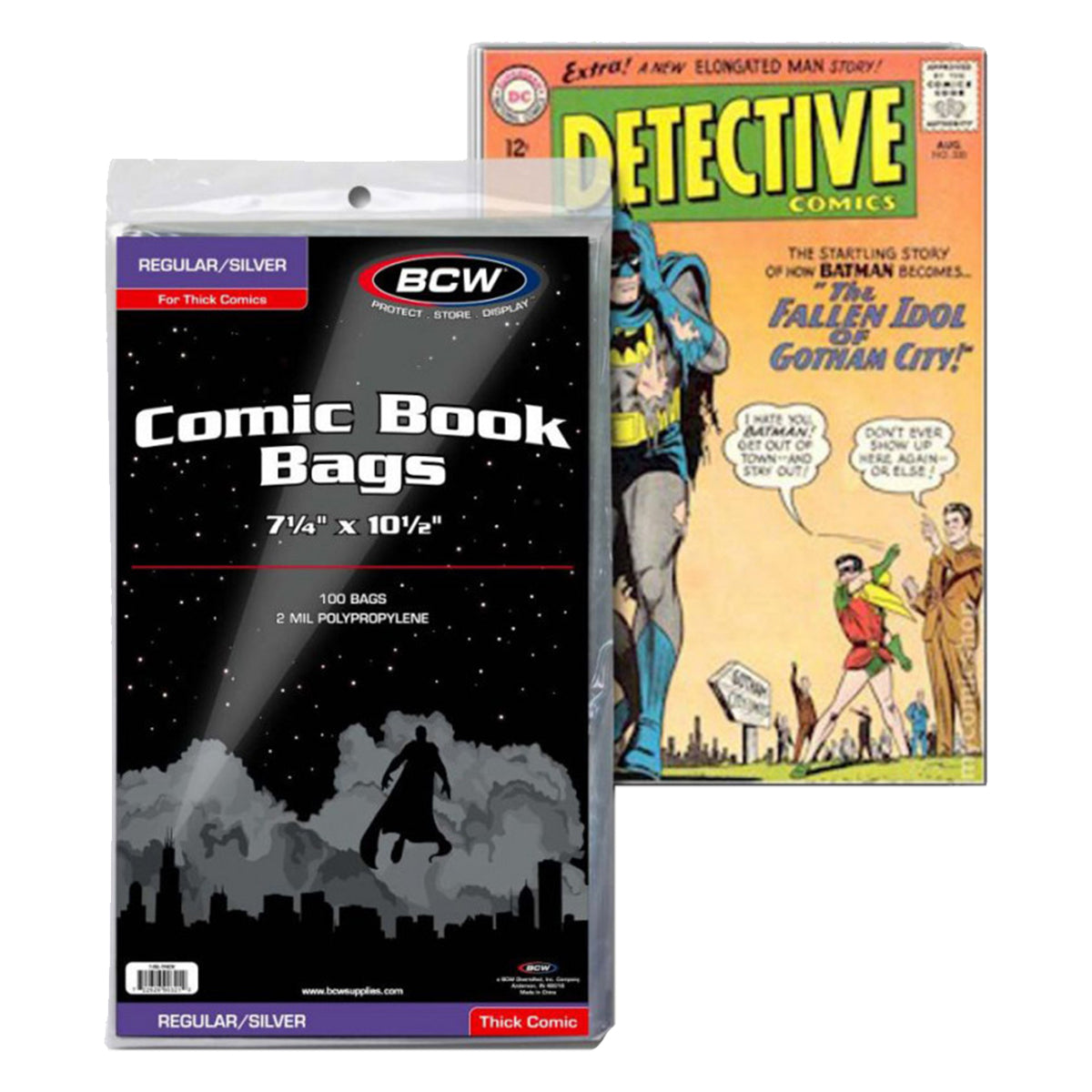 BCW Comic Book Bags Regular and Silver Age Comics Thick 7" 1/4 x 10" 1/2 100 Bags Per Pack