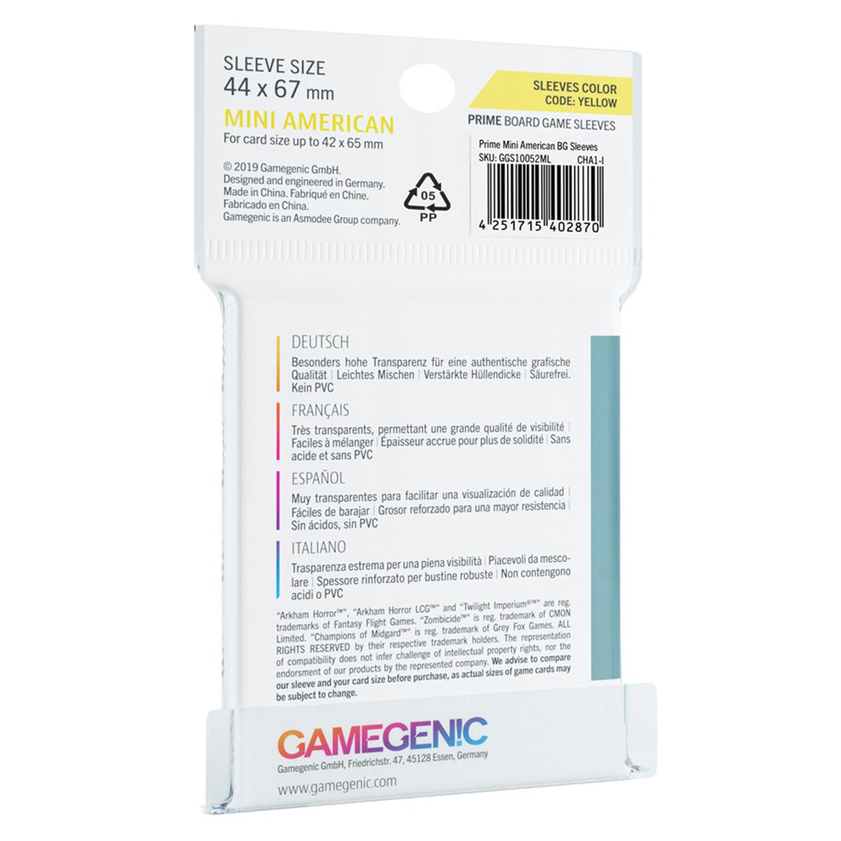 Gamegenic Prime Board Game Sleeves Mini American Sized 44mm x 67mm 50pc