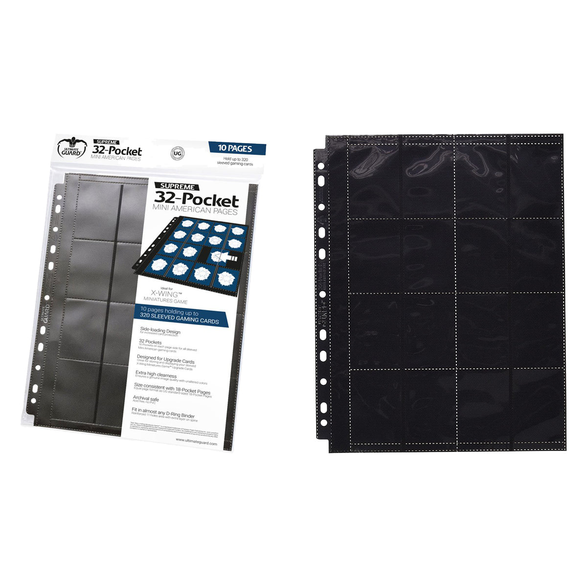 Ultimate Guard 32 Pocket Pages Mini American Black 10ct