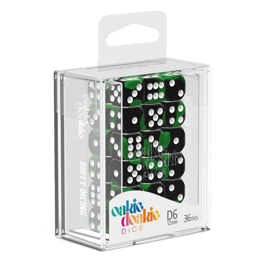 Oakie Doakie Dice D6 12 mm Glow in the Dark Biohazard 36pc